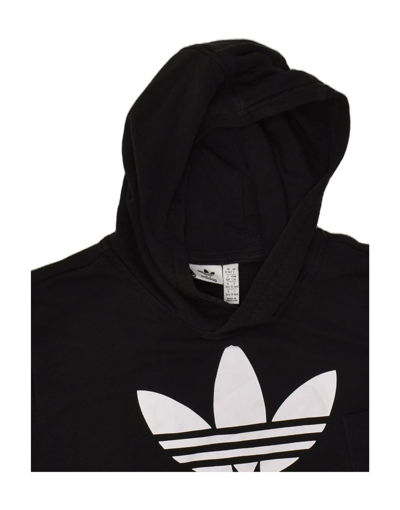 ADIDAS Boys Graphic Hoodie Jumper 13-14 Years Large Black Cotton | Vintage Adidas | Thrift | Second-Hand Adidas | Used Clothing | Messina Hembry 