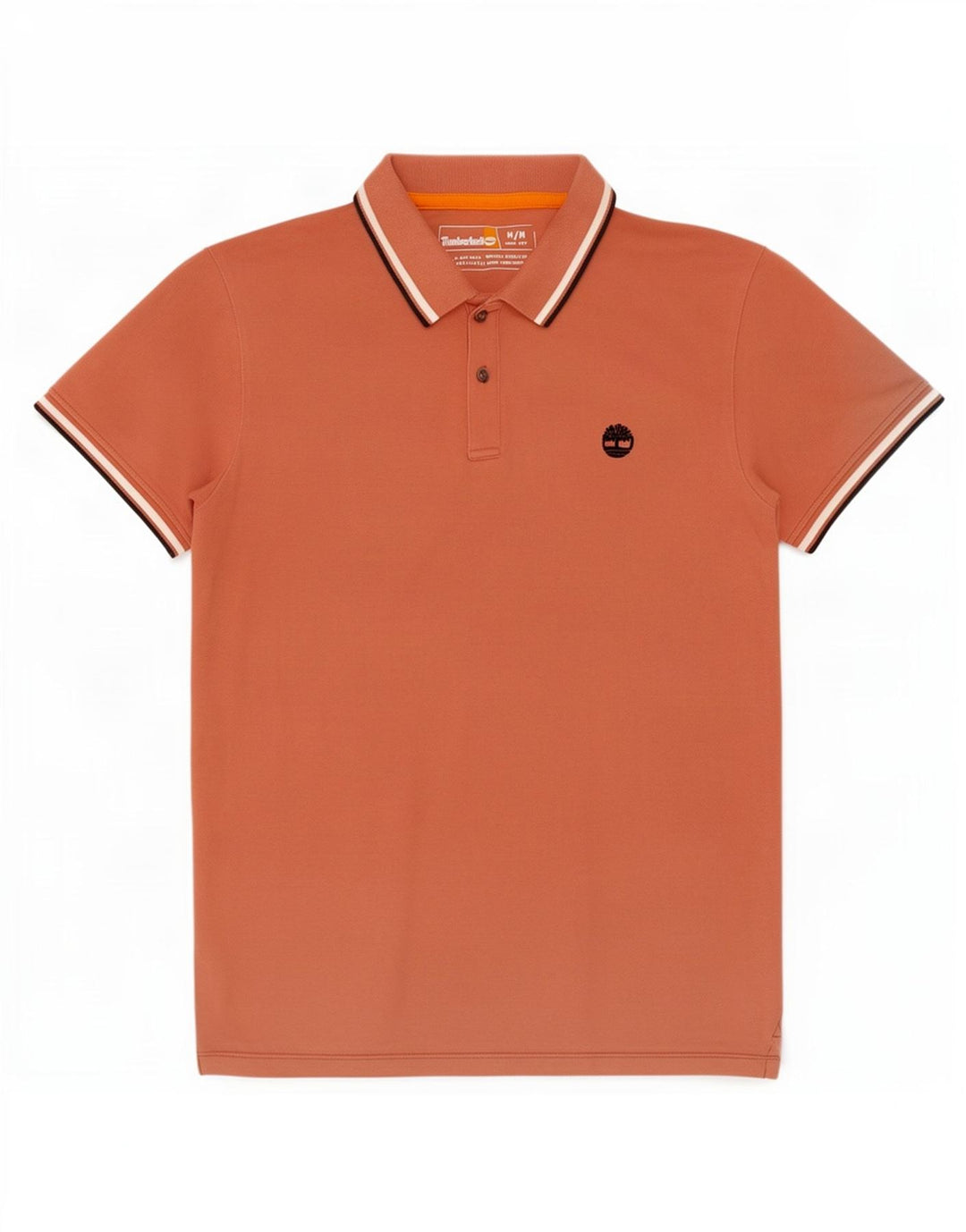 Timberland Mens Slim Fit Polo Shirt Medium Brown Striped Cotton
