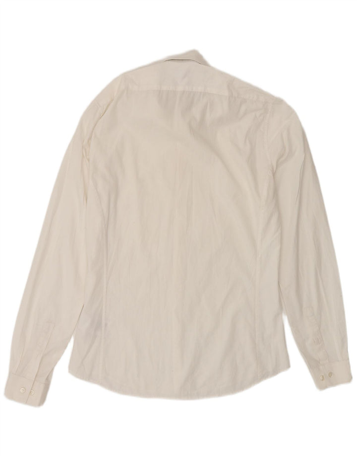 Calvin Klein Mens Slim Fit Shirt Size 38 15 Medium White Cotton