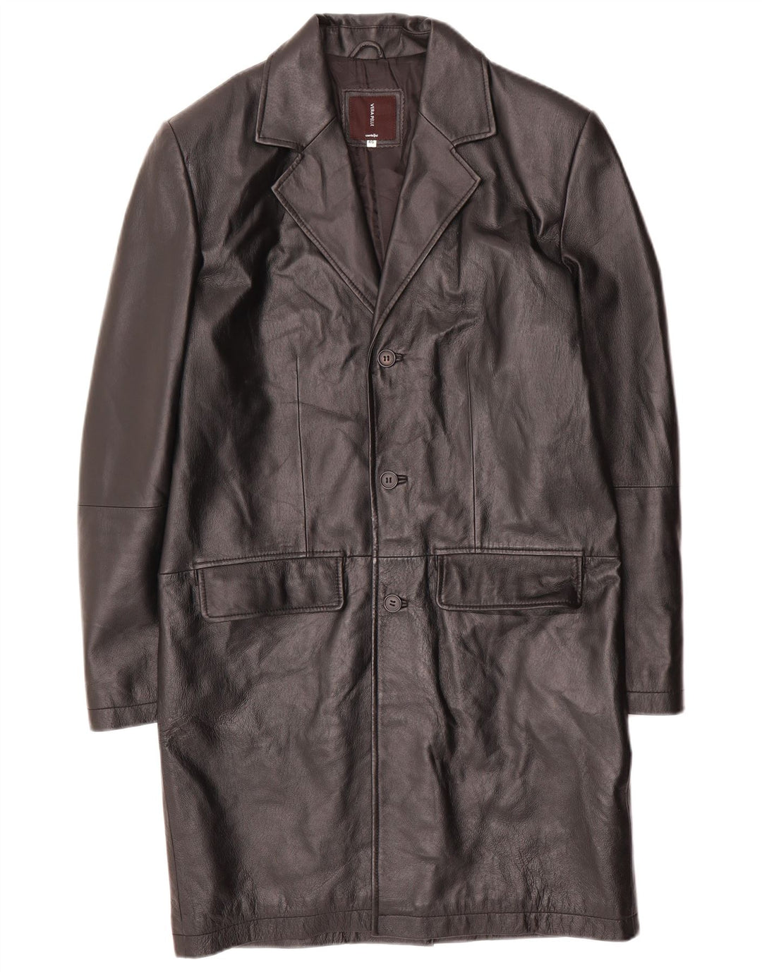 Conbipel Mens Leather Coat IT 46 Small Black Leather