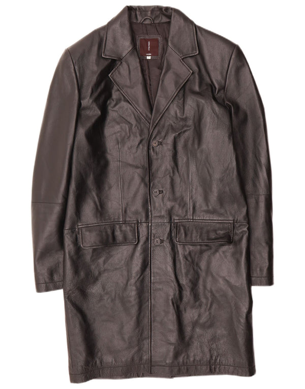 Conbipel Mens Leather Coat IT 46 Small Black Leather