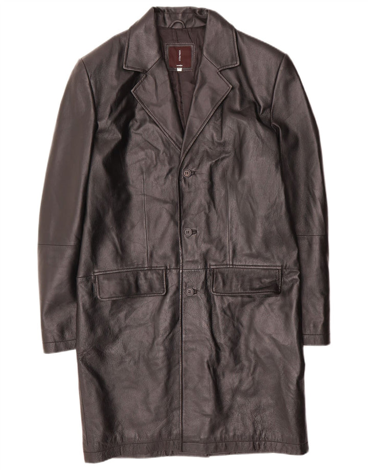 Conbipel Mens Leather Coat IT 46 Small Black Leather