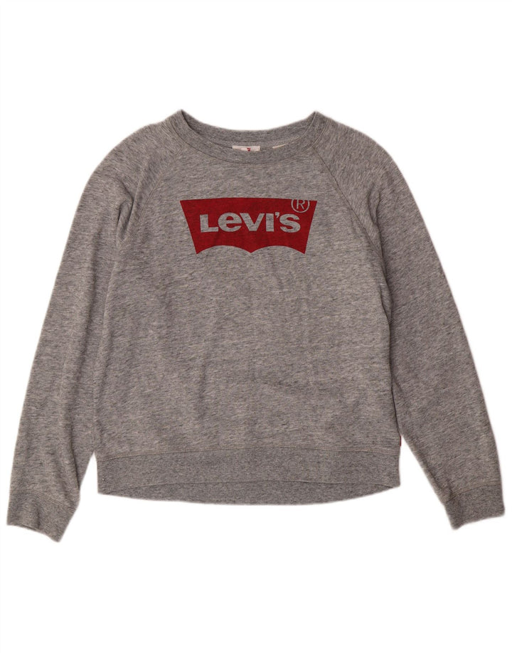 LEVI'S Womens Graphic Sweatshirt Jumper UK 14 Medium Grey Cotton