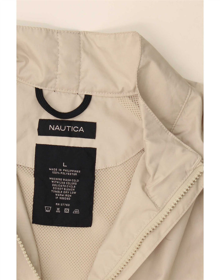 Nautica Mens Pullover Tracksuit Top Jacket Large Beige Polyester