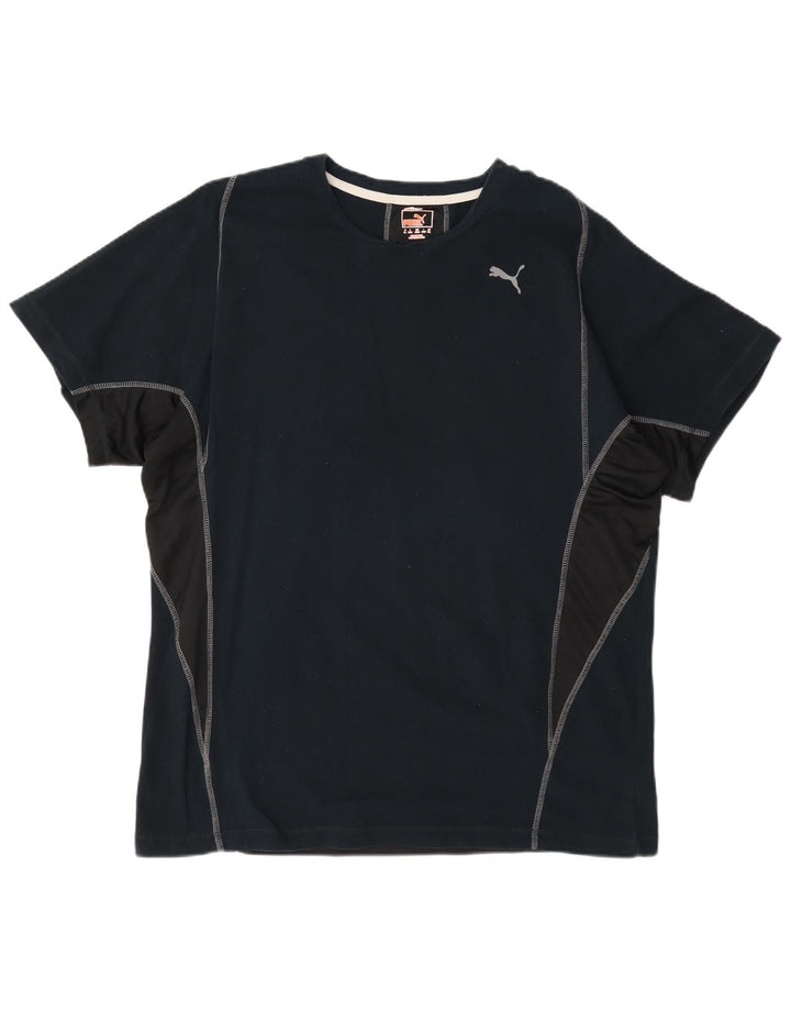 Puma Mens T-Shirt Top XL Navy Blue Colourblock