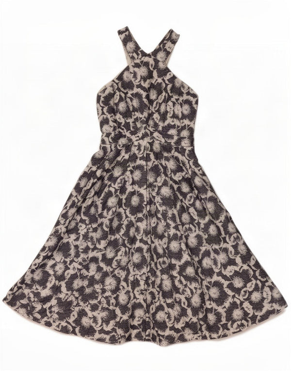 Karen Millen Womens Swing Dress UK 10 Small Navy Blue Floral Viscose