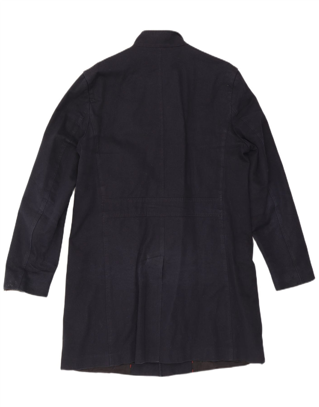 Hugo Boss Mens Overcoat EU 52 XL Navy Blue Cotton