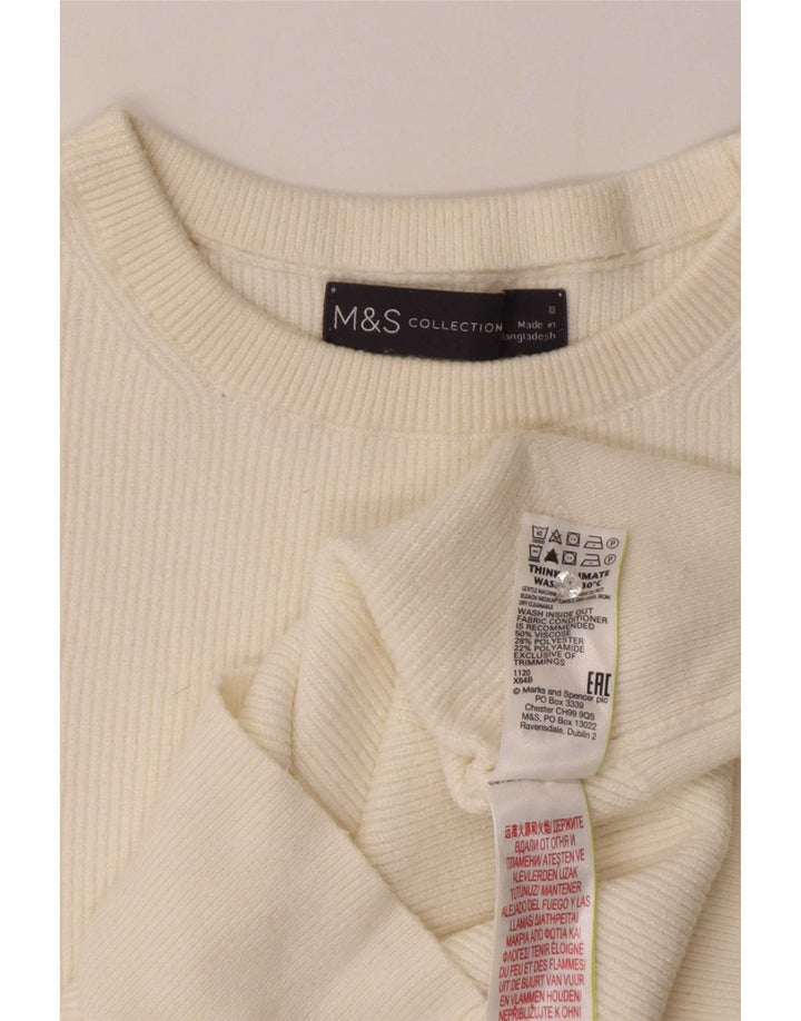 Marks & Spencer Womens Blouse Top UK 8 Small Off White Viscose