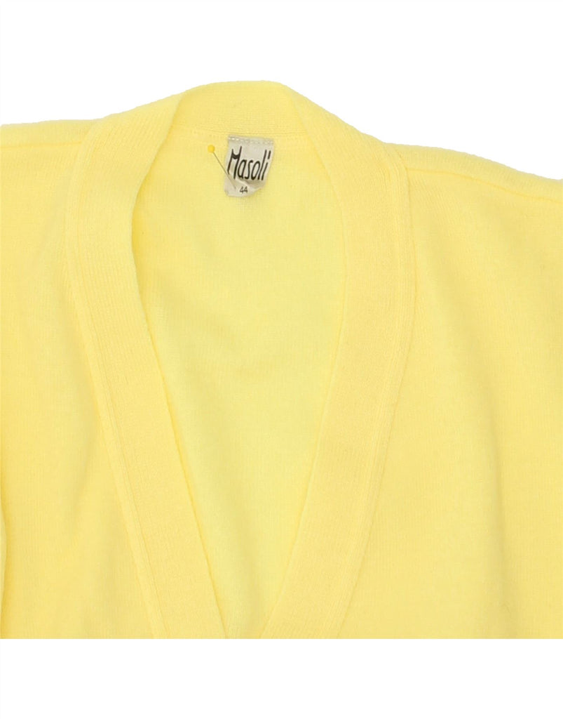 VINTAGE Womens Loose Fit Cardigan Sweater EU 44 XL Yellow Polyacrylic Vintage Vintage and Second-Hand Vintage from Messina Hembry 