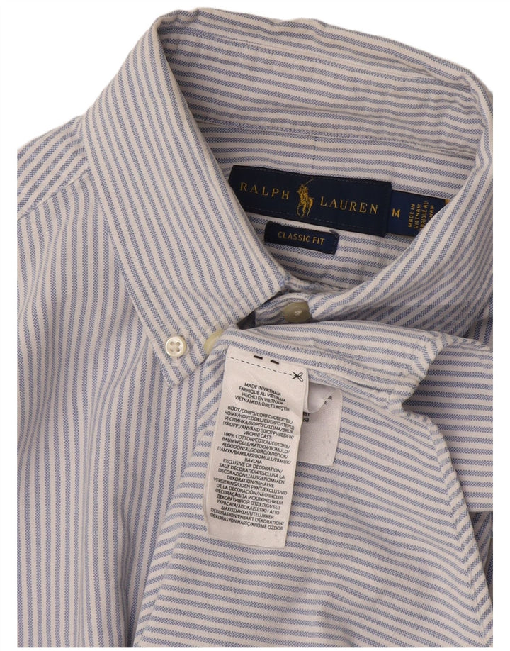Ralph Lauren Mens Classic Fit Shirt Medium Blue Striped Cotton