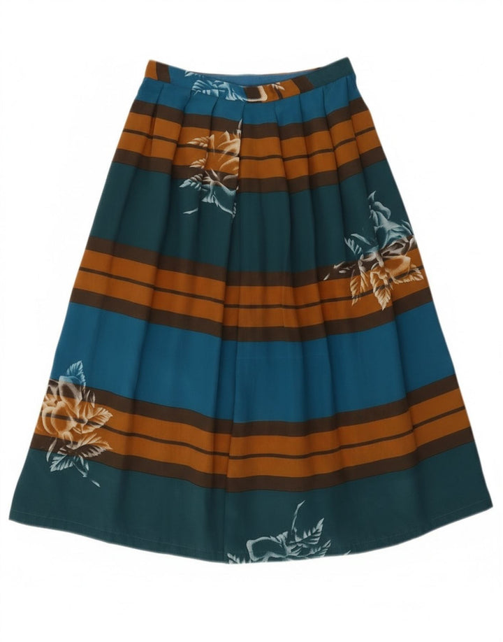 Vintage Womens Pleated A-Line Skirt W24 XS Multicoloured Striped