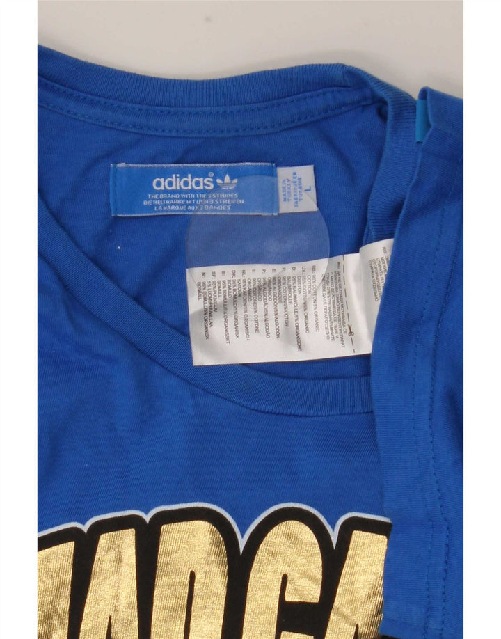 Adidas Mens Graphic T-Shirt Top Large Blue Cotton