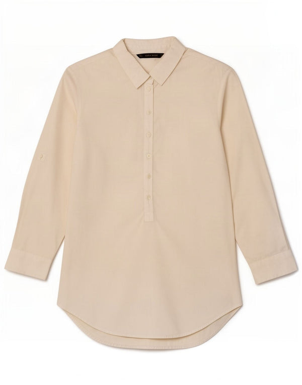 Zara Womens 3/4 Sleeve Pullover Shirt UK 10 Small White