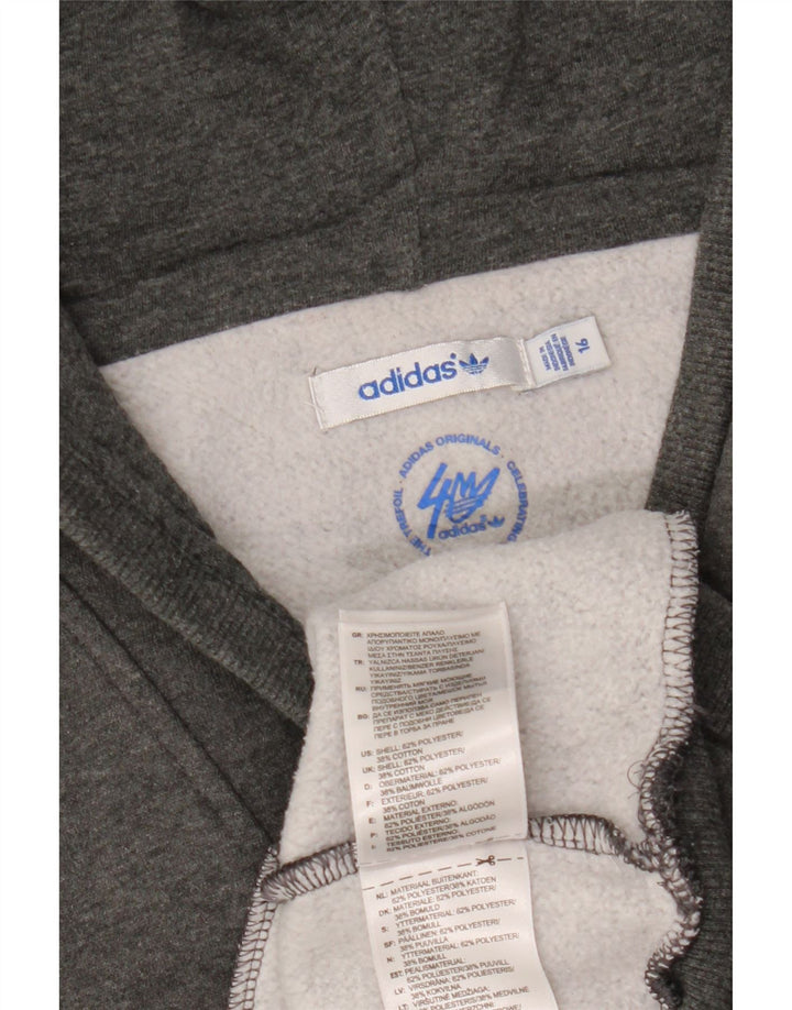 Adidas Womens Graphic Hoodie Jumper UK 16 Large Grey Polyester