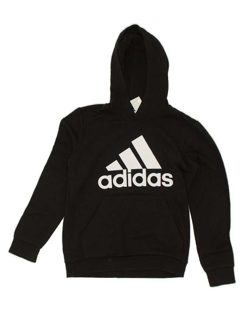 ADIDAS Boys Graphic Hoodie Jumper 11-12 Years Black Cotton | Vintage Adidas | Thrift | Second-Hand Adidas | Used Clothing | Messina Hembry 