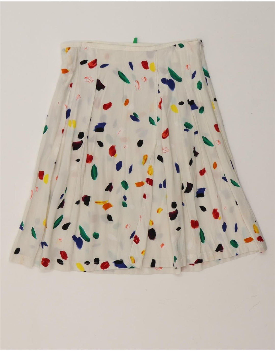 Benetton Womens See Through Flared Skirt IT 42 Medium W28 White Spotted