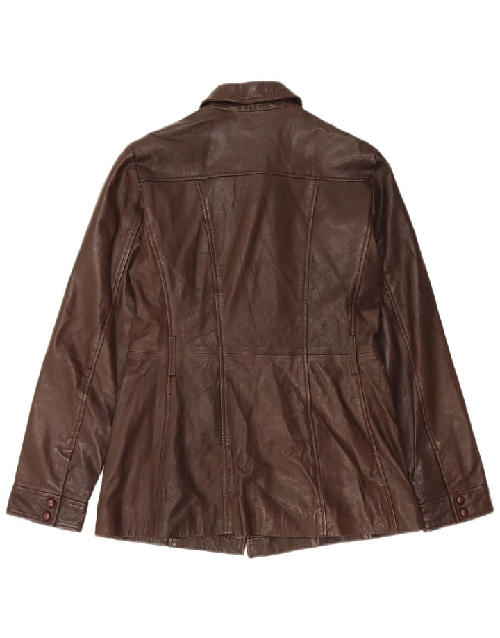 Karen Millen Womens Leather Jacket UK 6 XS Brown Leather