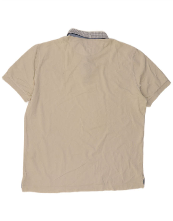 MASSIMO DUTTI Mens Polo Shirt Large Off White Cotton
