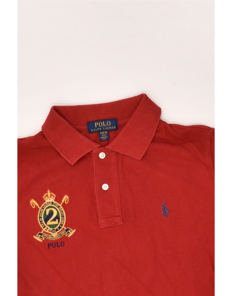 POLO RALPH LAUREN Boys Graphic Polo Shirt 10-11 Years Medium Red Cotton | Vintage Polo Ralph Lauren | Thrift | Second-Hand Polo Ralph Lauren | Used Clothing | Messina Hembry 