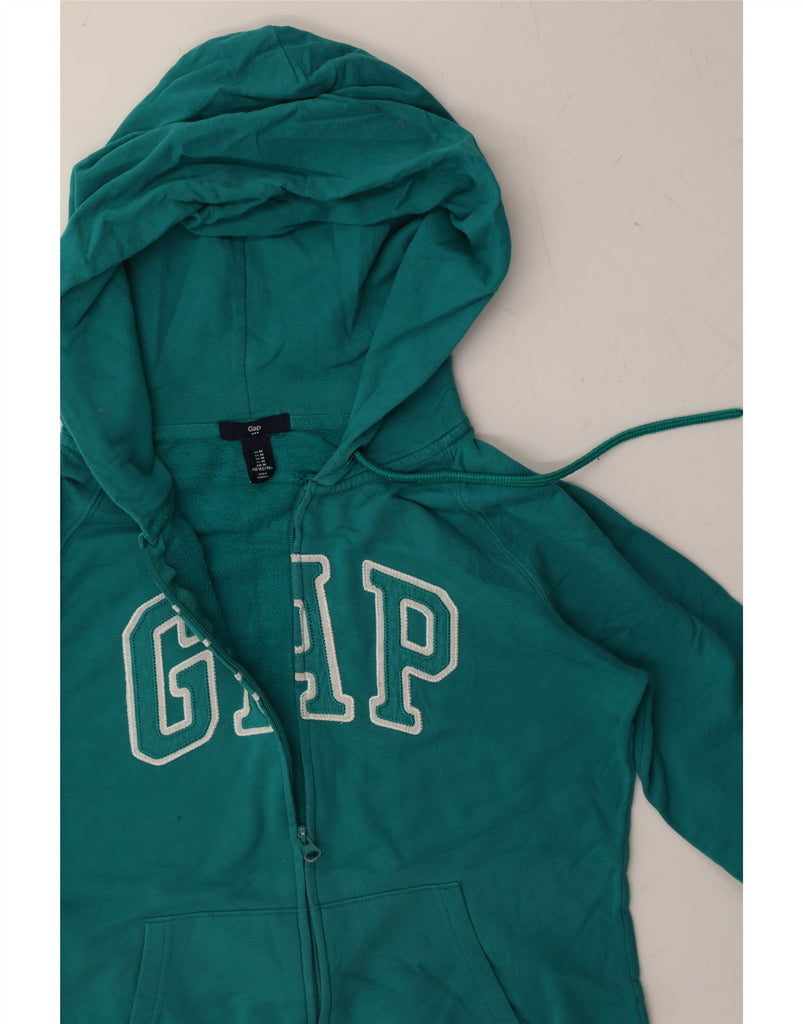 GAP Womens Graphic Zip Hoodie Sweater UK 14 Medium Turquoise Vintage Gap and Second-Hand Gap from Messina Hembry 