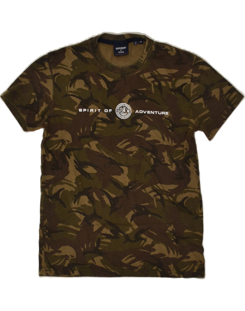 SUPERDRY Mens Graphic T-Shirt Top XS Khaki Camouflage Cotton Vintage Superdry and Second-Hand Superdry from Messina Hembry 