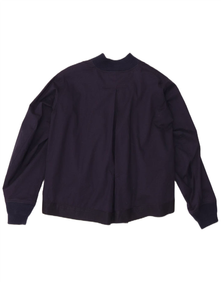 Roberto Collina Mens Bomber Jacket UK 36 Small Navy Blue Cotton