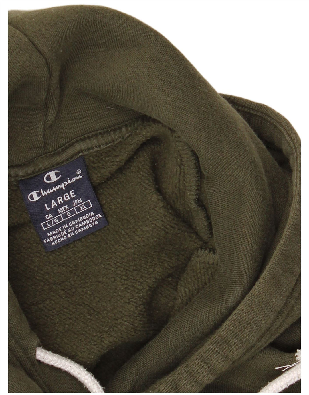 CHAMPION Mens Graphic Hoodie Jumper Large Khaki