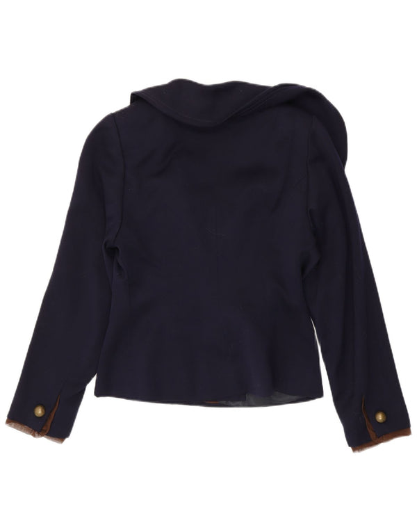 Vintage Womens 2 Button Blazer Jacket UK 10 Small Navy Blue