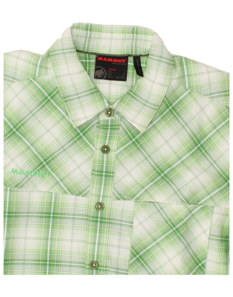 MAMMUT Mens Graphic Short Sleeve Shirt Large Green Check Polyester | Vintage Mammut | Thrift | Second-Hand Mammut | Used Clothing | Messina Hembry 