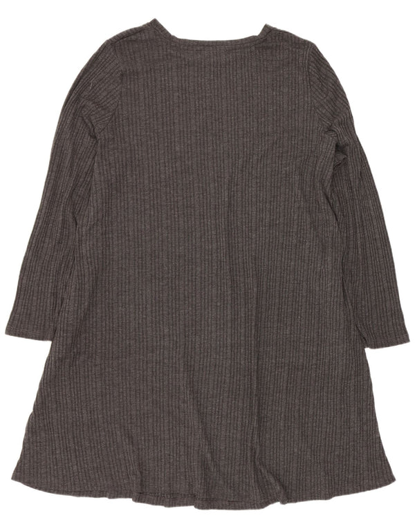 Marks & Spencer Womens Long Sleeve T-Shirt Dress UK 24 4XL Grey Striped