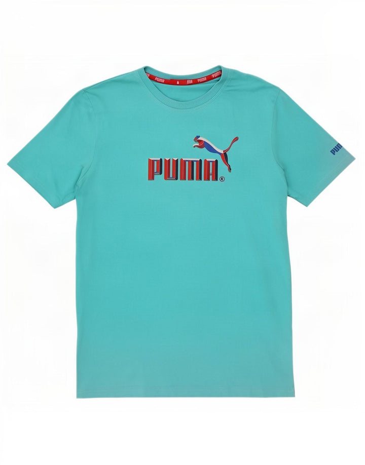 Puma Mens Graphic T-Shirt Top Medium Blue Cotton