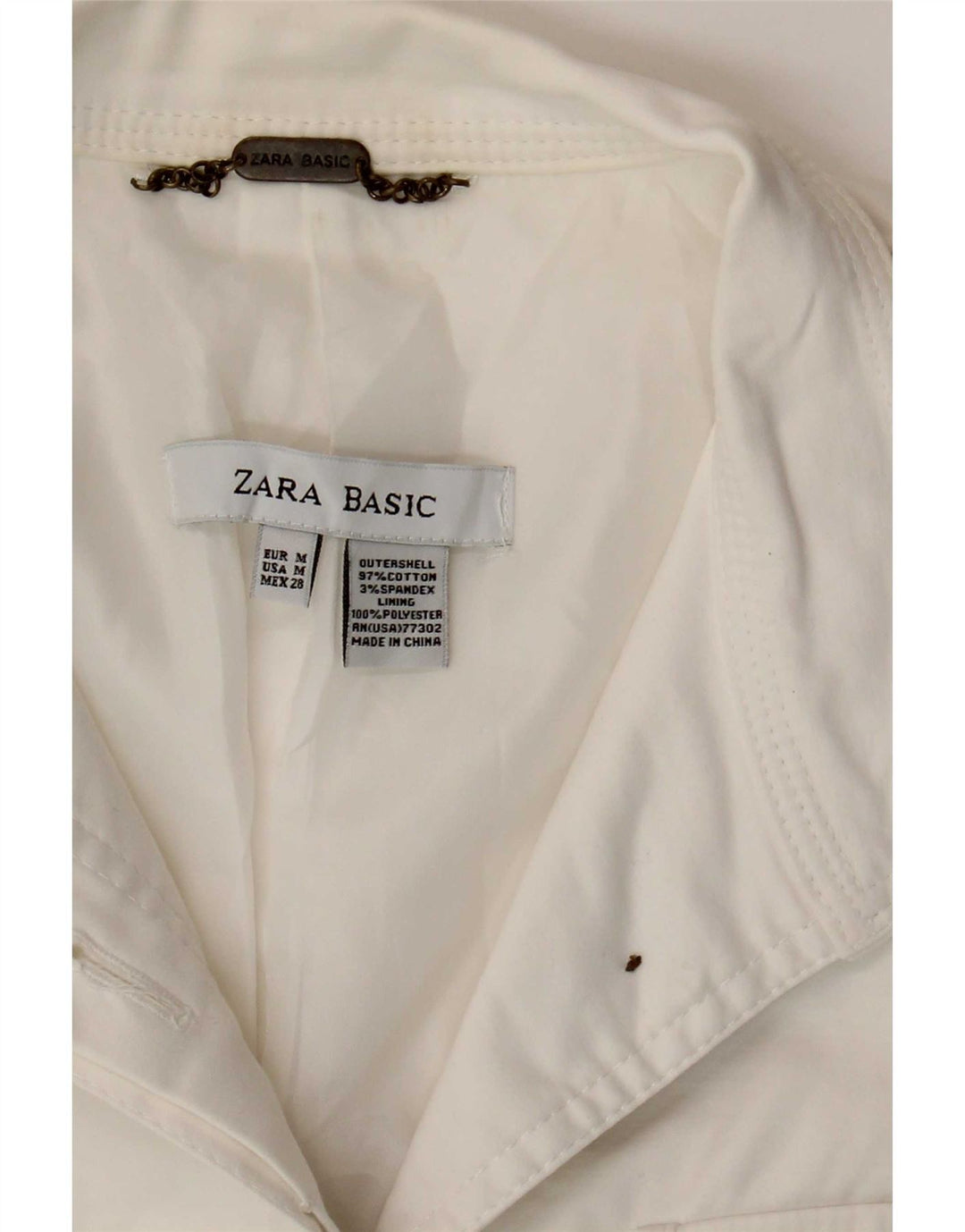 Zara Womens Utility Blazer Jacket UK 12 Medium White Cotton