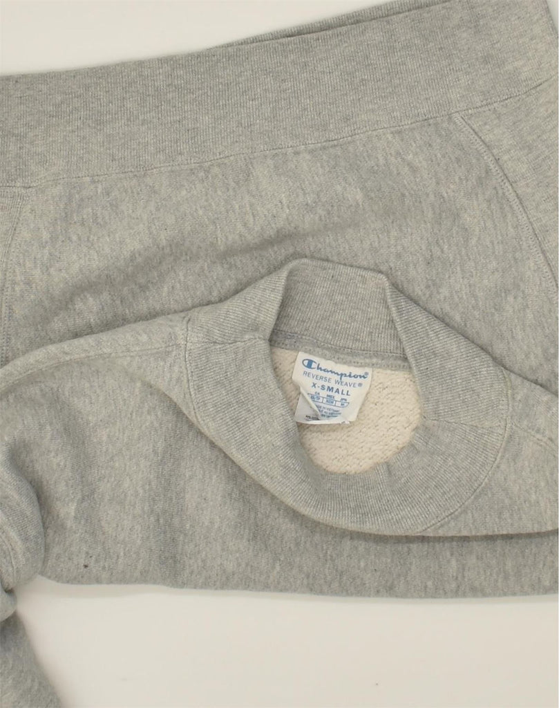 CHAMPION Womens Crop Sweatshirt Jumper UK 4 XS Grey Cotton | Vintage Champion | Thrift | Second-Hand Champion | Used Clothing | Messina Hembry 