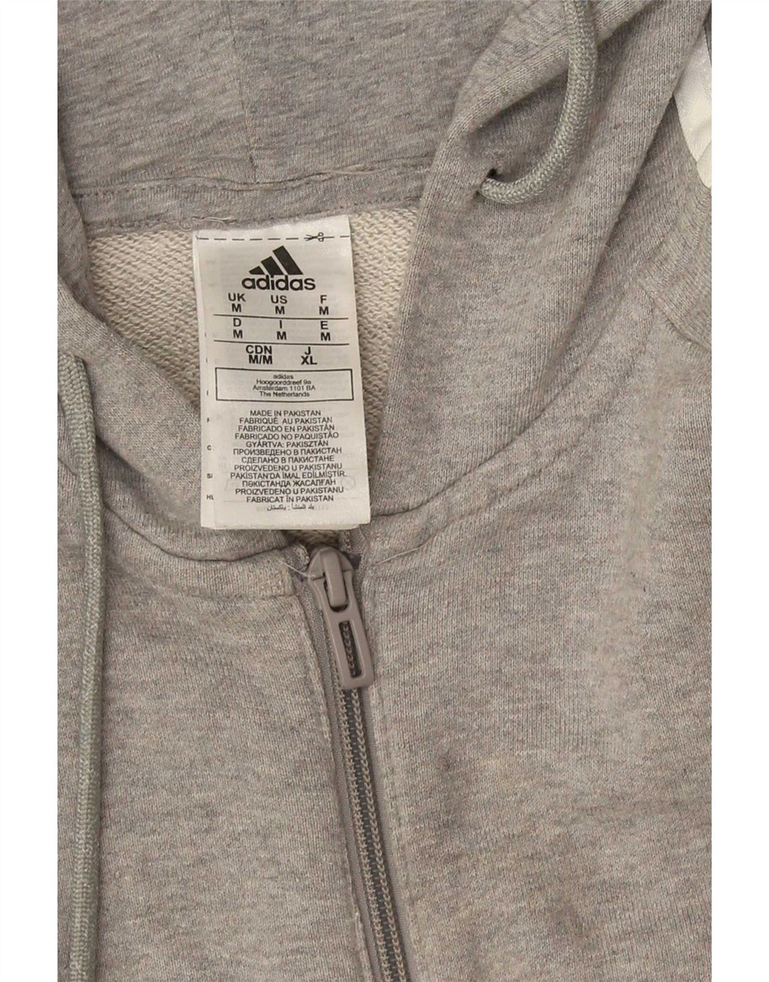 Adidas Mens Regular Fit Zip Hoodie Sweater Medium Grey Cotton