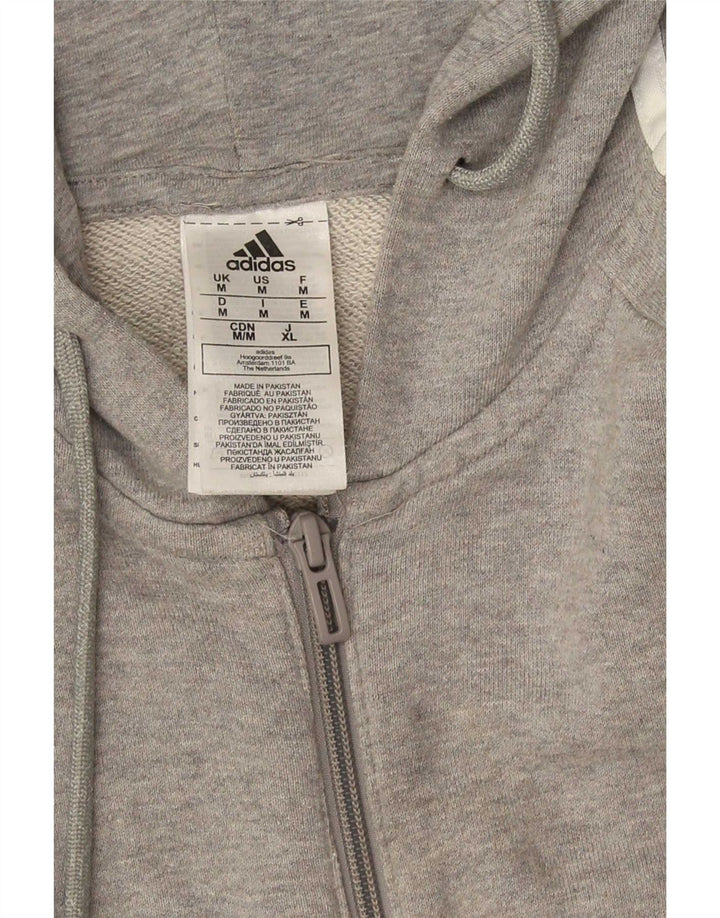 Adidas Mens Regular Fit Zip Hoodie Sweater Medium Grey Cotton