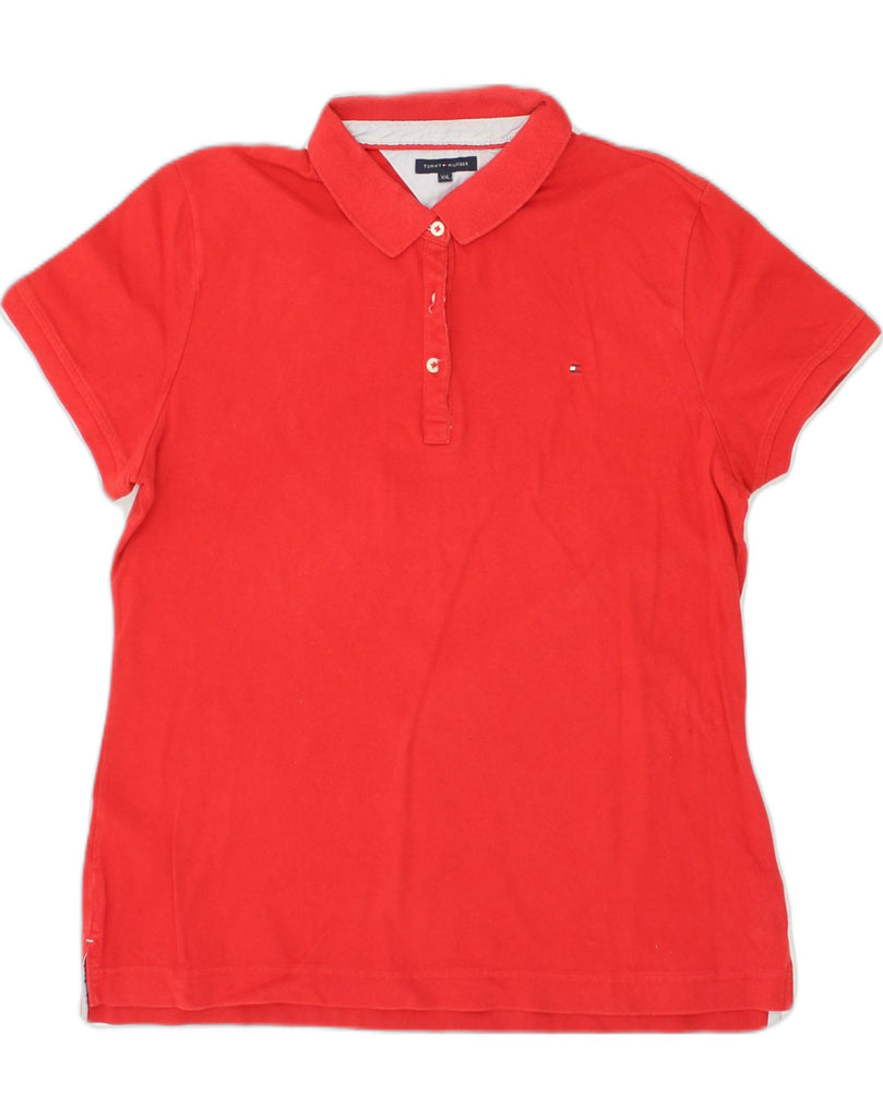 TOMMY HILFIGER Womens Rugby Polo Shirt UK 20 2XL Red Cotton | Vintage Tommy Hilfiger | Thrift | Second-Hand Tommy Hilfiger | Used Clothing | Messina Hembry 