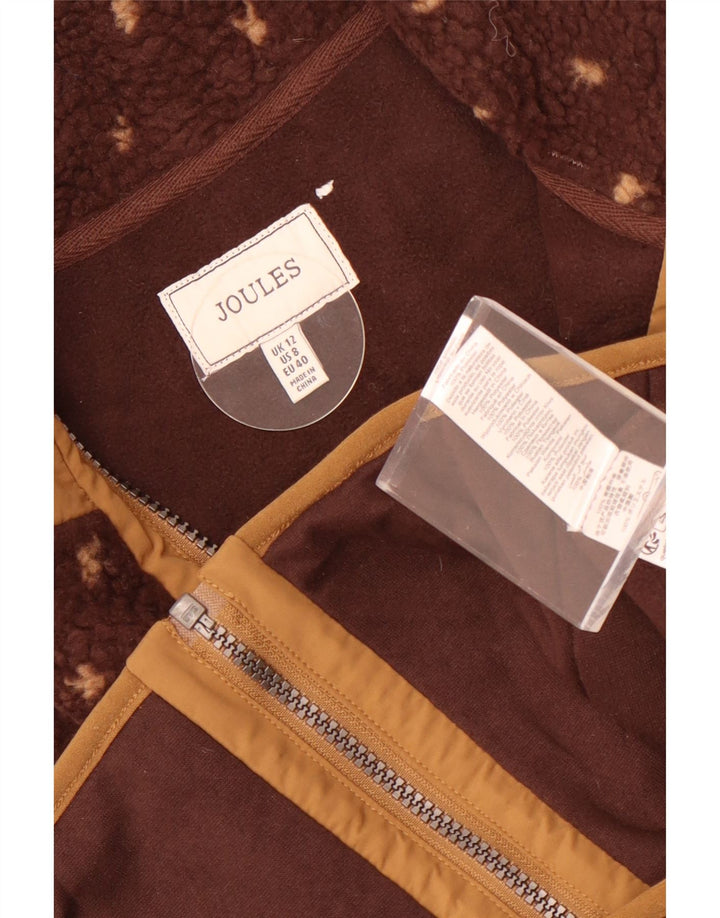 Joules Womens Fleece Gilet UK 12 Medium Brown Spotted Polyester