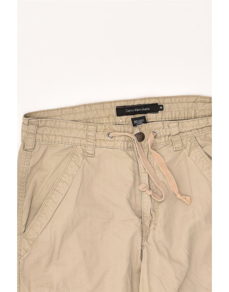 CALVIN KLEIN Mens Cargo Shorts W29 Small Beige Cotton | Vintage Calvin Klein | Thrift | Second-Hand Calvin Klein | Used Clothing | Messina Hembry 