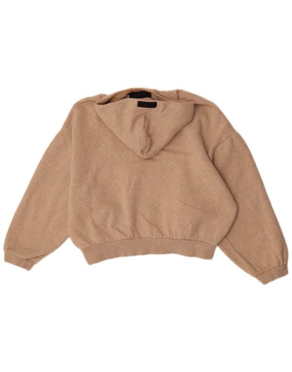 Essentials Womens Graphic Oversized Hoodie Jumper UK 6 XS Beige Cotton