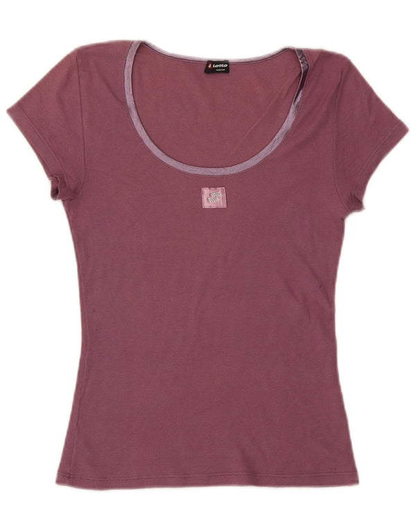 Lotto Womens T-Shirt Top UK 12 Medium Purple Cotton
