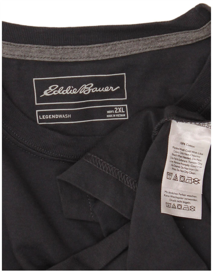 EDDIE BAUER Mens T-Shirt Top 2XL Navy Blue Cotton
