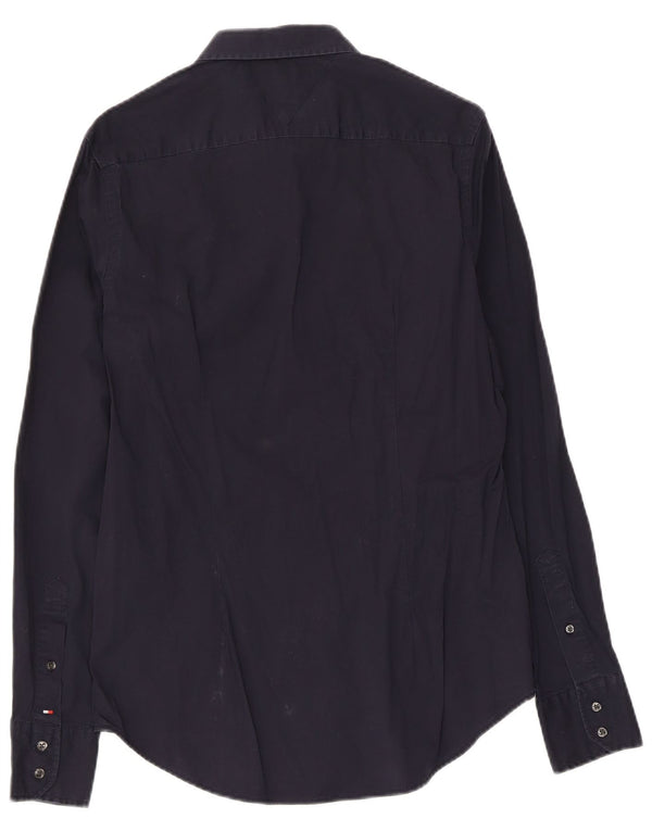 Tommy Hilfiger Mens Stretch Shirt Medium Navy Blue Cotton