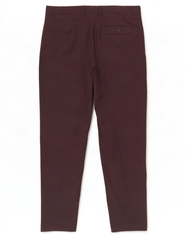 Topshop Womens Slim Suit Trousers UK 12 Medium W30 L27 Burgundy Polyester