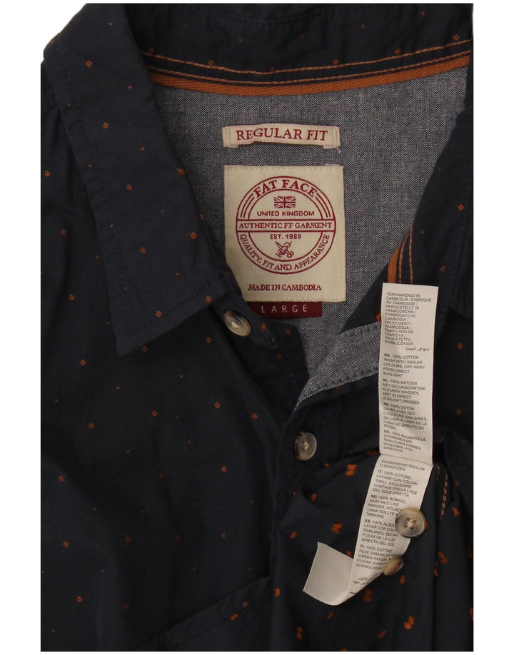 Fat Face Mens Regular Fit Shirt Large Navy Blue Spotted Cotton