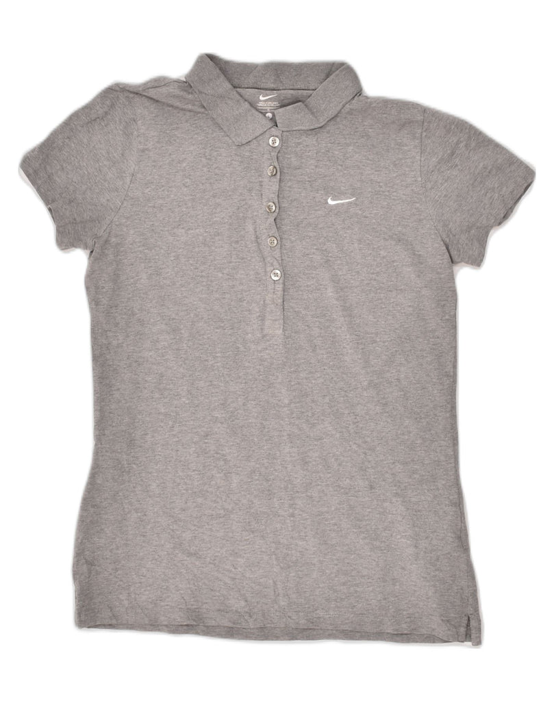 NIKE Womens Polo Shirt UK 14 Large Grey Cotton | Vintage Nike | Thrift | Second-Hand Nike | Used Clothing | Messina Hembry 