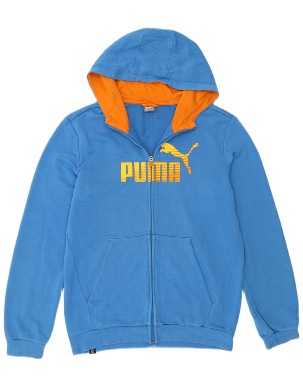 Puma Boys Graphic Zip Hoodie Sweater 15-16 Years Blue Cotton