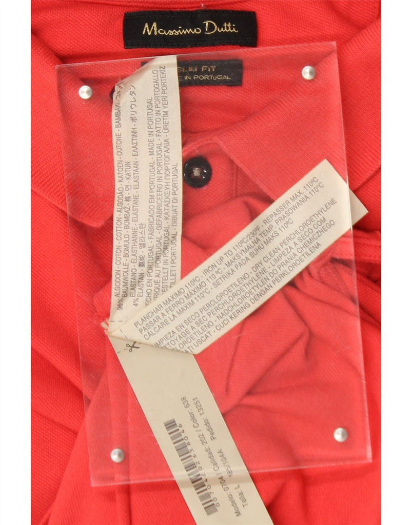 MASSIMO DUTTI Mens Slim Fit Polo Shirt Large Red Cotton Vintage Massimo Dutti and Second-Hand Massimo Dutti from Messina Hembry 