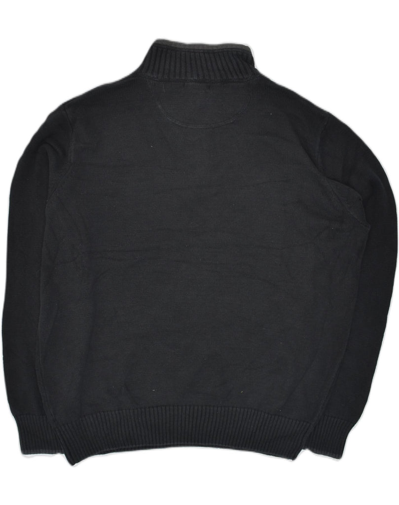 DOCKERS Mens Zip Neck Jumper Sweater Large Black Striped Cotton | Vintage Dockers | Thrift | Second-Hand Dockers | Used Clothing | Messina Hembry 