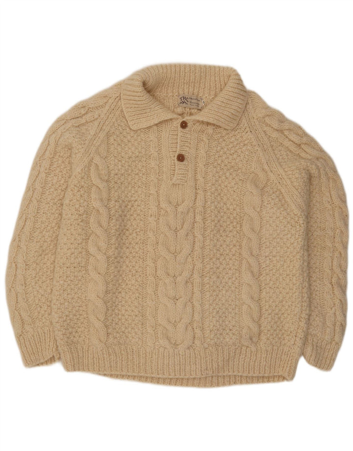 THC Mens Polo Neck Jumper Sweater XL Off White Wool