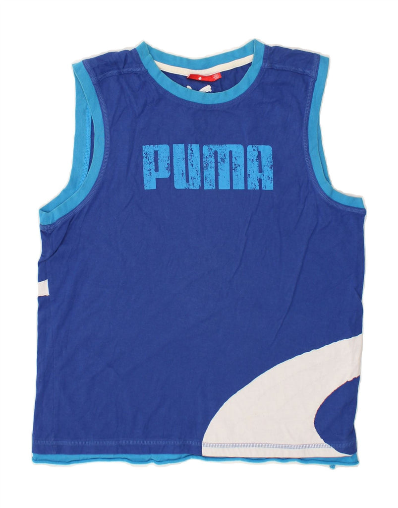 PUMA Mens Graphic Vest Top Large Blue | Vintage Puma | Thrift | Second-Hand Puma | Used Clothing | Messina Hembry 